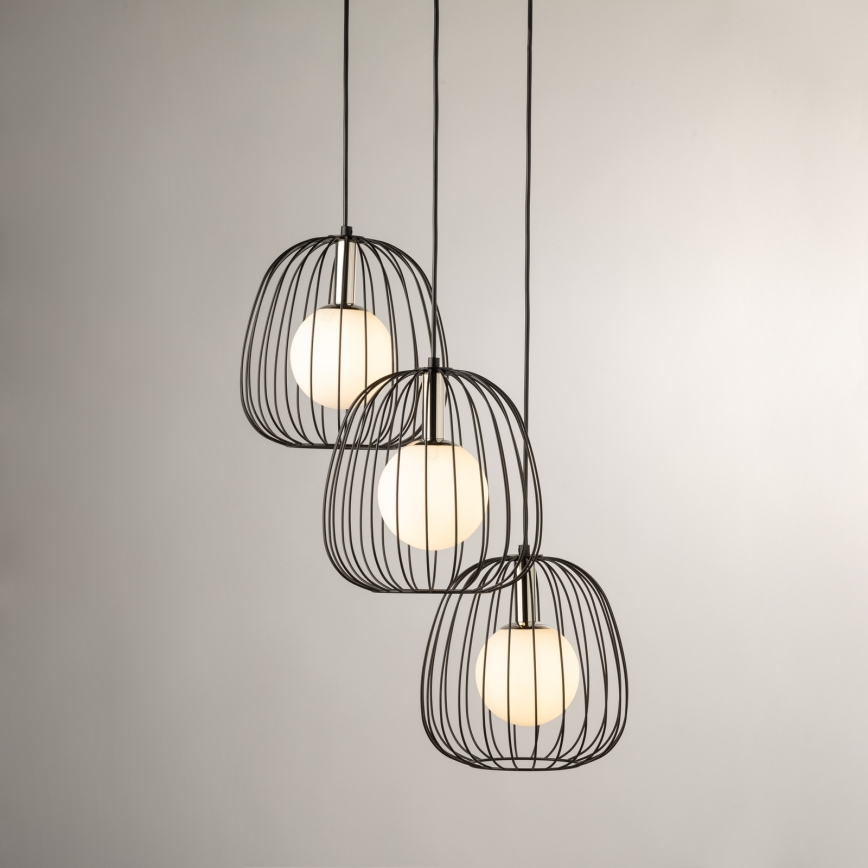 Lámpara colgante BELL 3xG9/12W/230V negro/cromo brillante