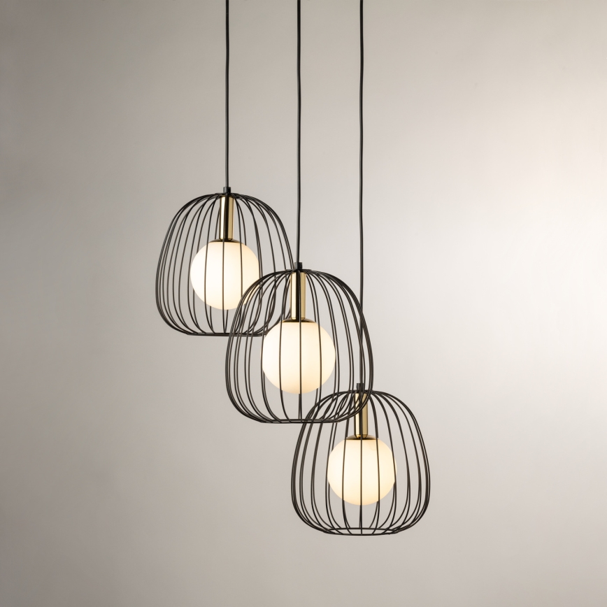 Lámpara colgante BELL 3xG9/12W/230V negro/dorado