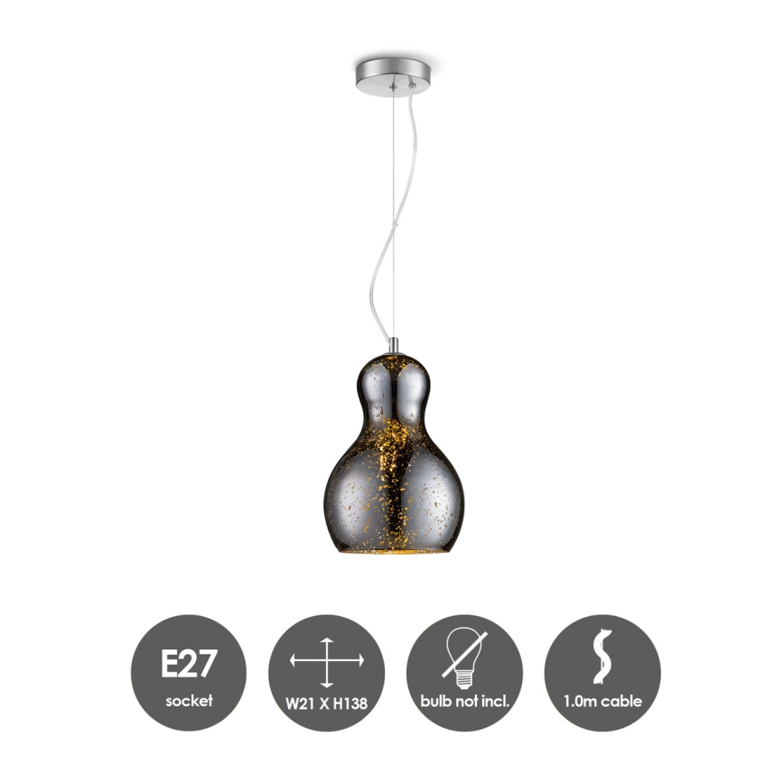 Lámpara colgante BELLO 1xE27/40W/230V diá. 21 cm cromo