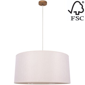 Lámpara colgante BENITA 1xE27/40W/230V color crema/roble – FSC Certificado