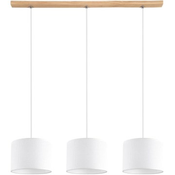 Lámpara colgante BENITA 3xE27/40W/230V blanco/roble