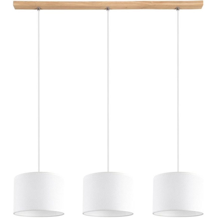 Lámpara colgante BENITA 3xE27/40W/230V blanco/roble
