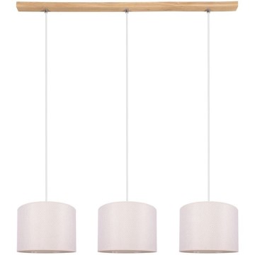 Lámpara colgante BENITA 3xE27/40W/230V color crema/roble