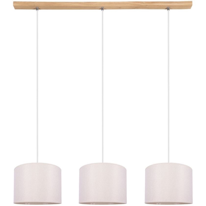 Lámpara colgante BENITA 3xE27/40W/230V color crema/roble