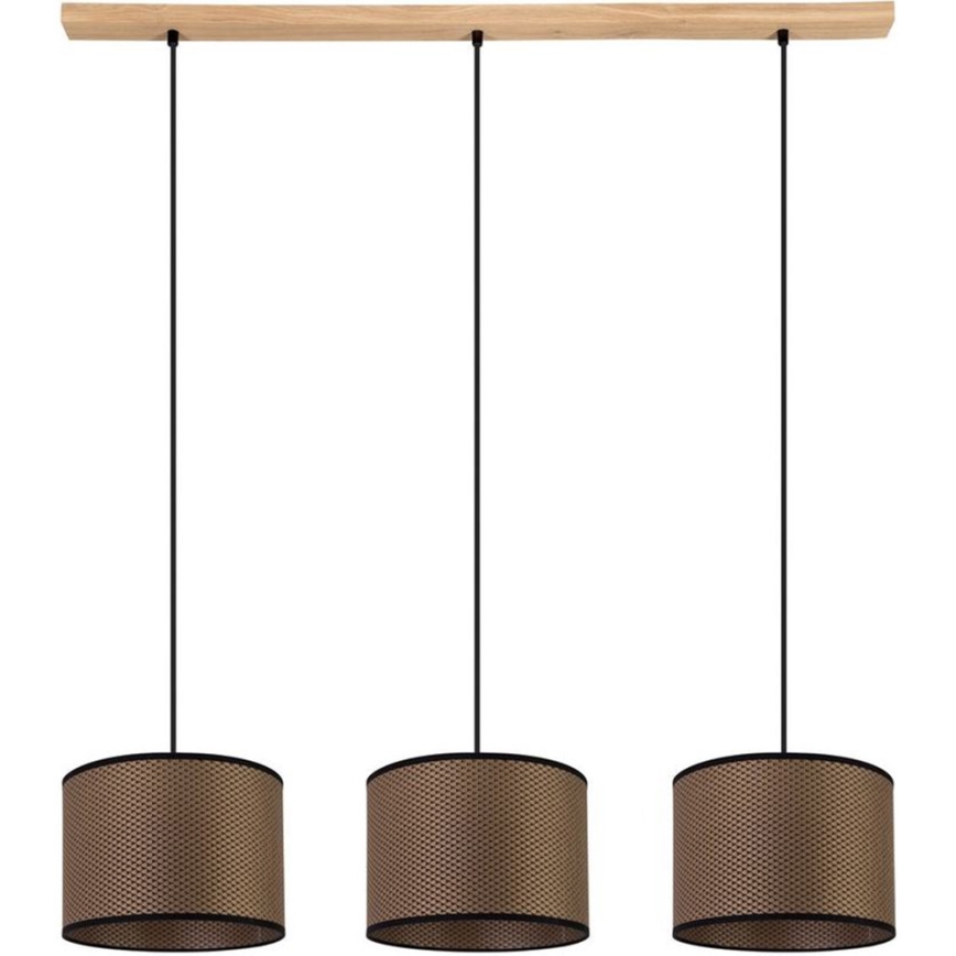 Lámpara colgante BENITA 3xE27/40W/230V marrón/roble