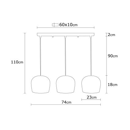 Lámpara colgante BERCESTE 3xE27/40W/230V