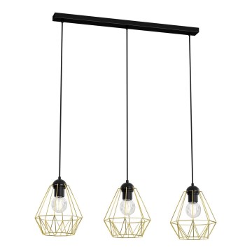 Lámpara colgante BERGEN 3xE27/60W/230V negro/dorado