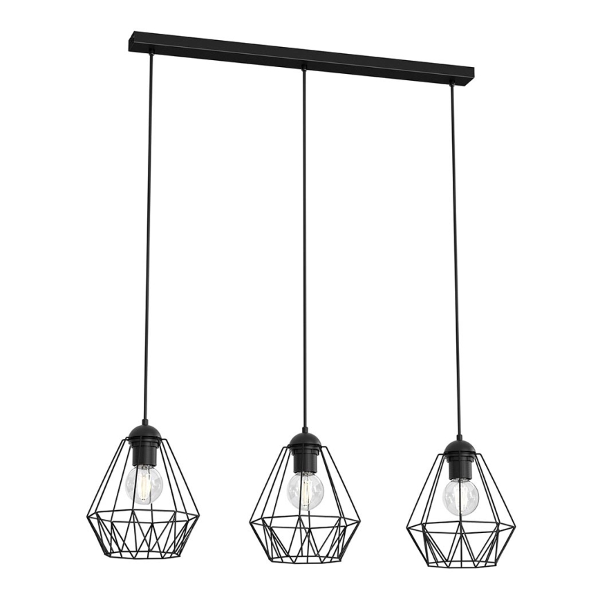 Lámpara colgante BERGEN 3xE27/60W/230V negro