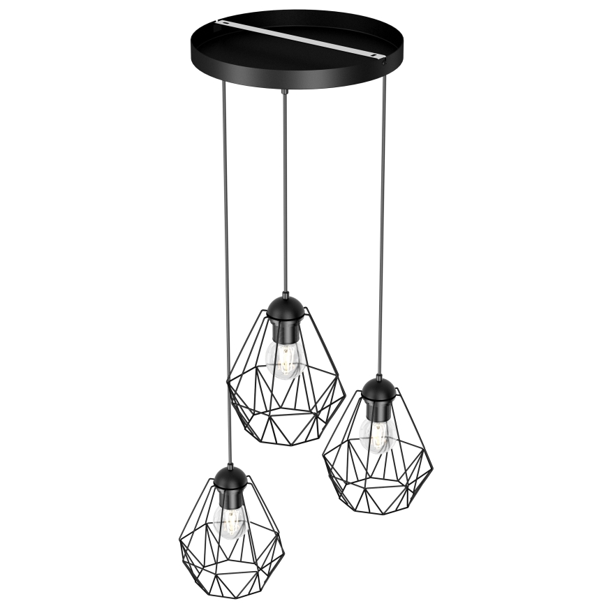Lámpara colgante BERGEN 3xE27/60W/230V negro