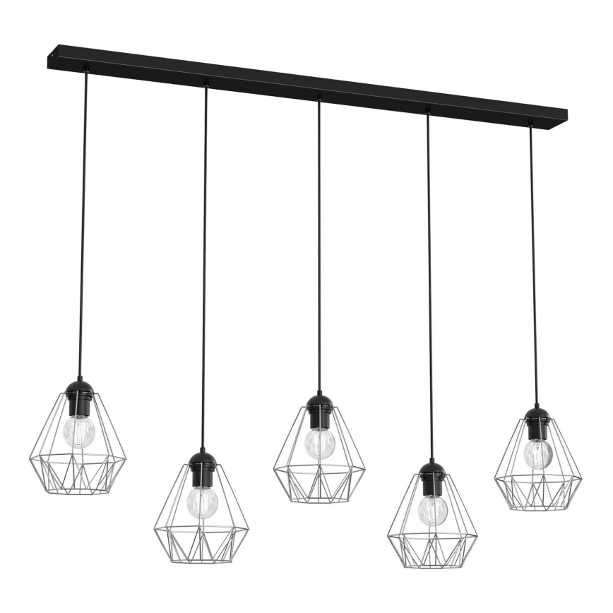 Lámpara colgante BERGEN 5xE27/60W/230V negro/cromo brillante