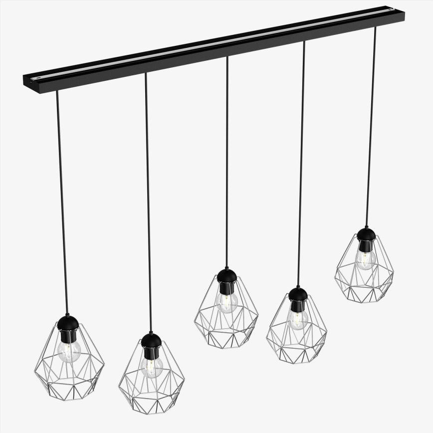 Lámpara colgante BERGEN 5xE27/60W/230V negro/cromo brillante
