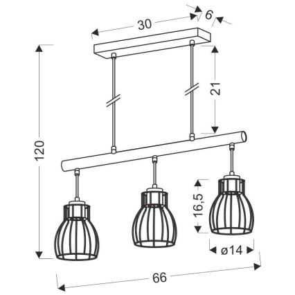 Lámpara colgante BERNITA 3xE27/60W/230V