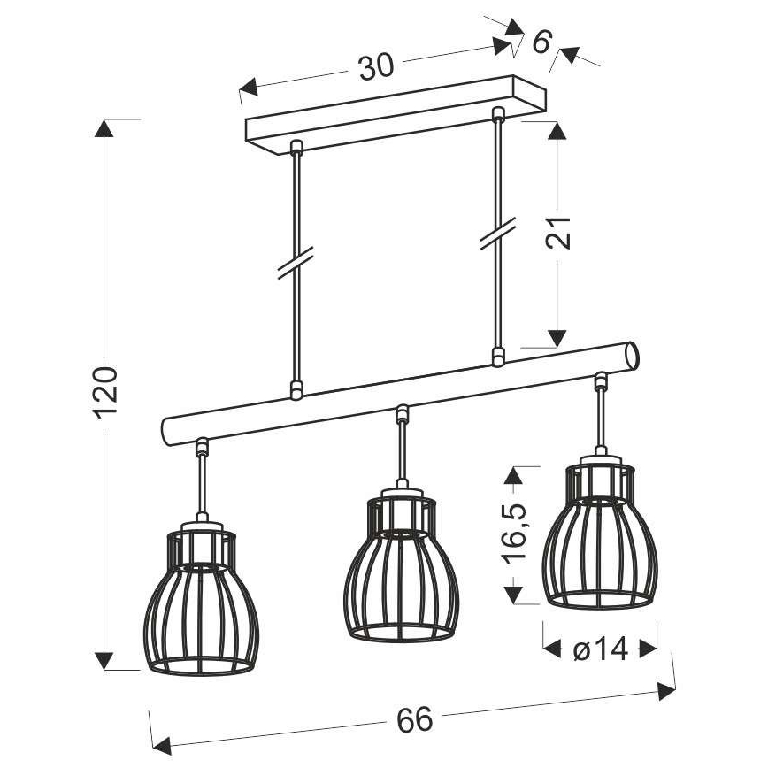Lámpara colgante BERNITA 3xE27/60W/230V