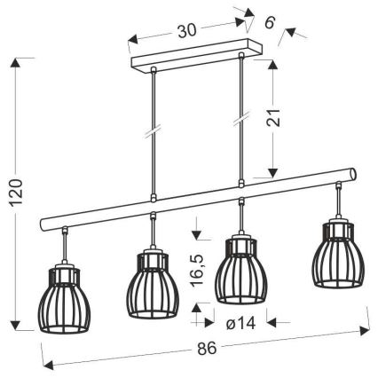 Lámpara colgante BERNITA 4xE27/60W/230V