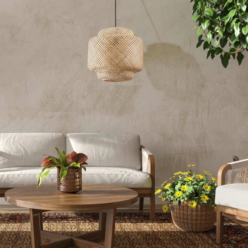 Lámpara colgante BERTA 1xE27/20W/230V diá. 50 cm bambú
