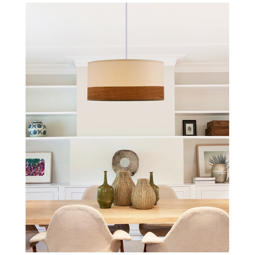 Lámpara colgante BIANCO 1xE27/40W/230V blanco/marrón