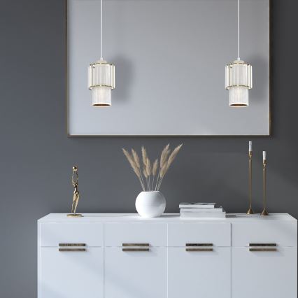 Lámpara colgante BLANCO 1xE27/60W/230V blanco