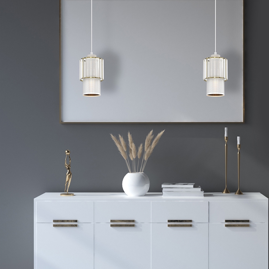 Lámpara colgante BLANCO 1xE27/60W/230V blanco