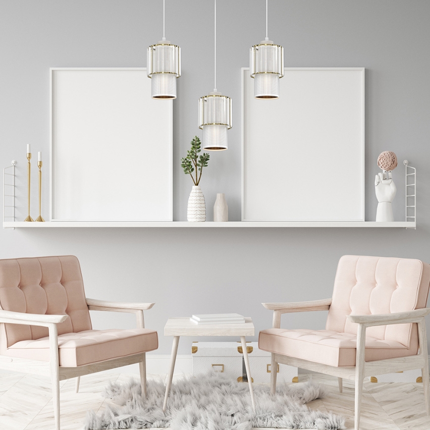 Lámpara colgante BLANCO 3xE27/60W/230V blanco