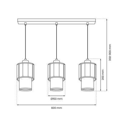 Lámpara colgante BLANCO 3xE27/60W/230V blanco