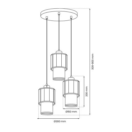 Lámpara colgante BLANCO 3xE27/60W/230V blanco