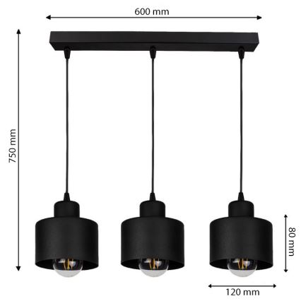 Lámpara colgante BODO 3xE27/60W/230V