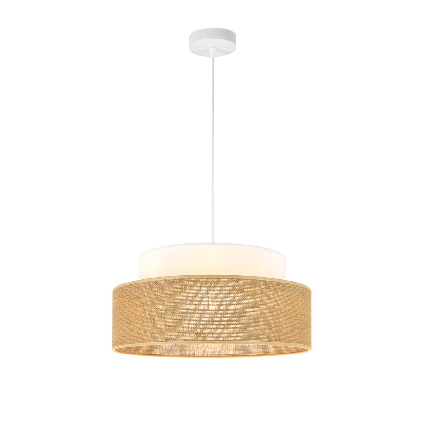 Lámpara colgante BOHO 1xE27/60W/230V blanco/beige