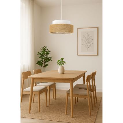 Lámpara colgante BOHO 1xE27/60W/230V blanco/beige