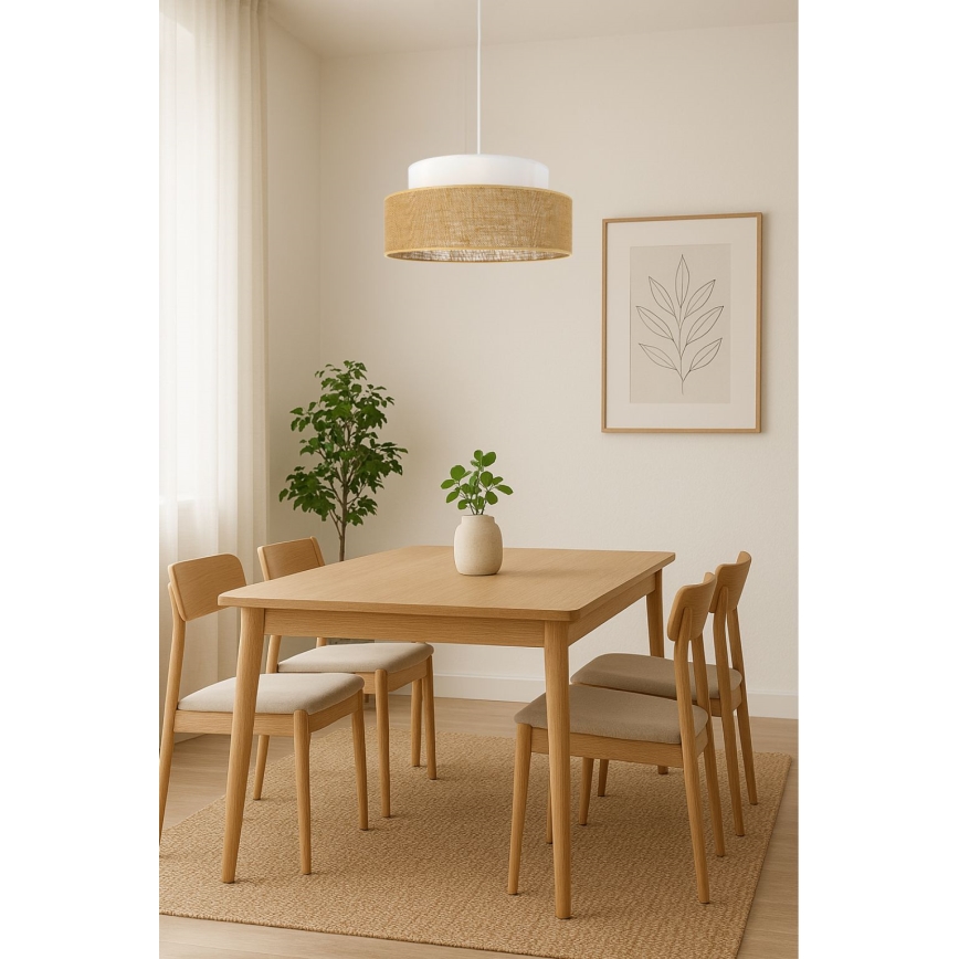 Lámpara colgante BOHO 1xE27/60W/230V blanco/beige