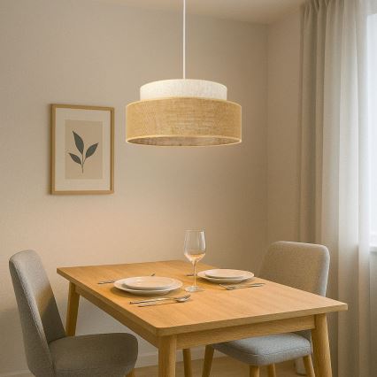 Lámpara colgante BOHO 1xE27/60W/230V color crema/beige