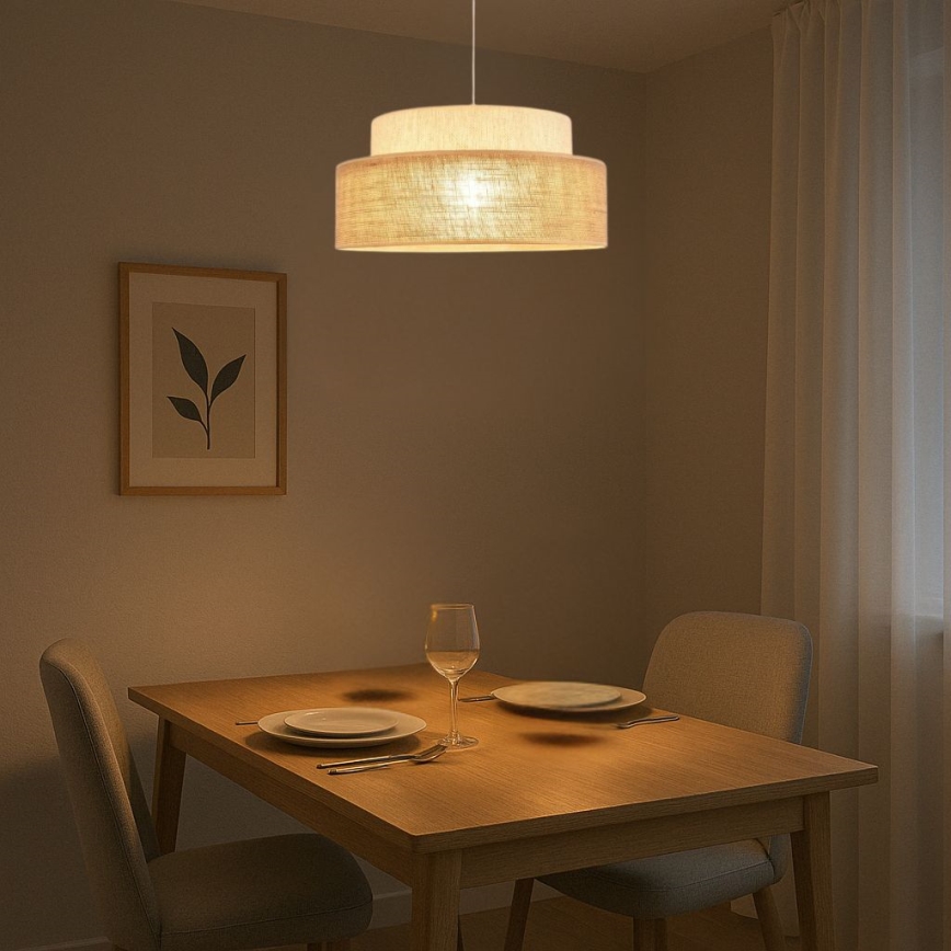 Lámpara colgante BOHO 1xE27/60W/230V color crema/beige