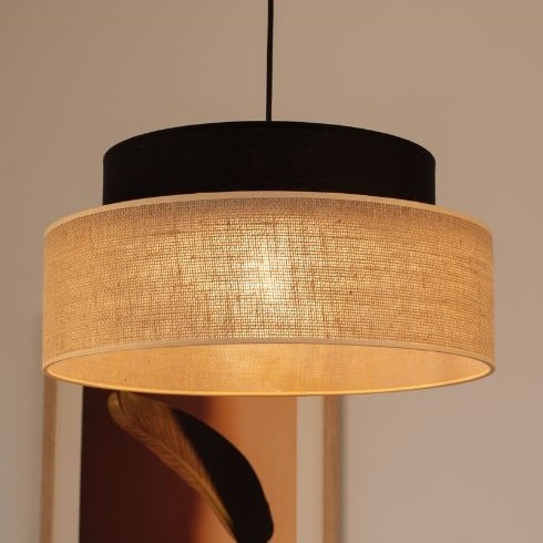 Lámpara colgante BOHO 1xE27/60W/230V negro/beige