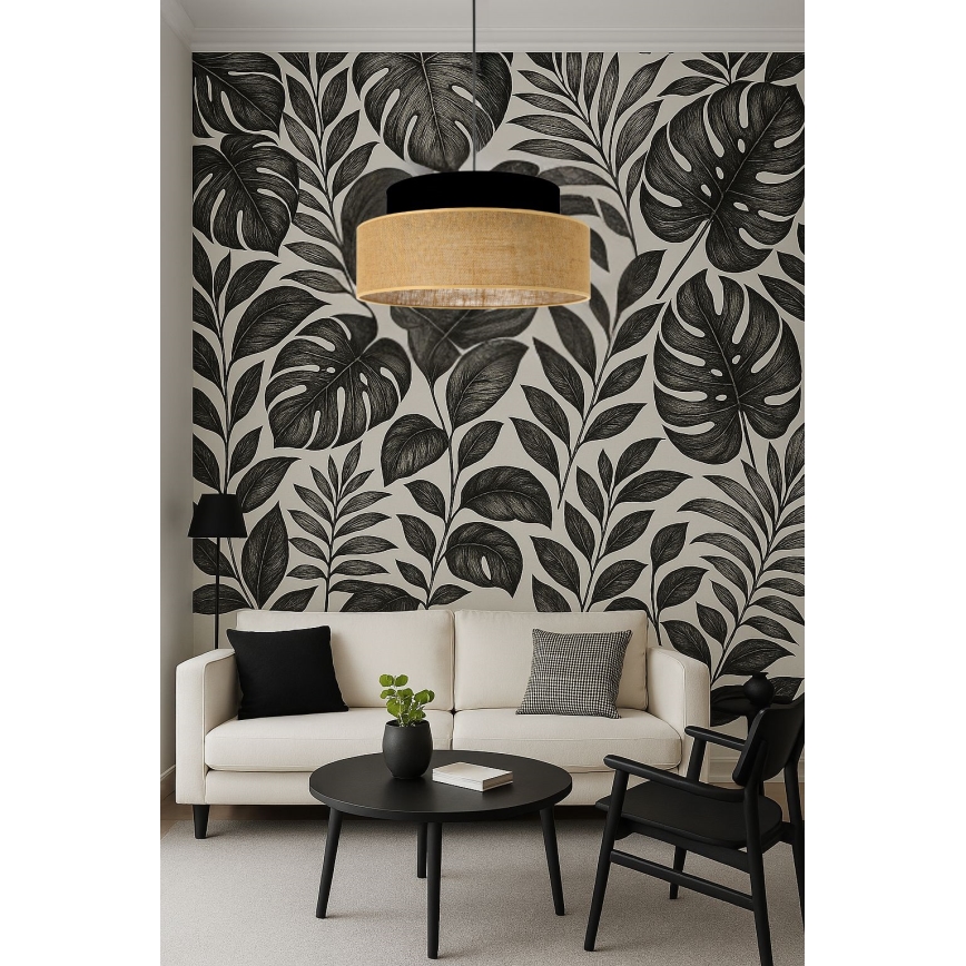 Lámpara colgante BOHO 1xE27/60W/230V negro/beige