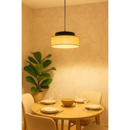 Lámpara colgante BOHO 1xE27/60W/230V negro/beige