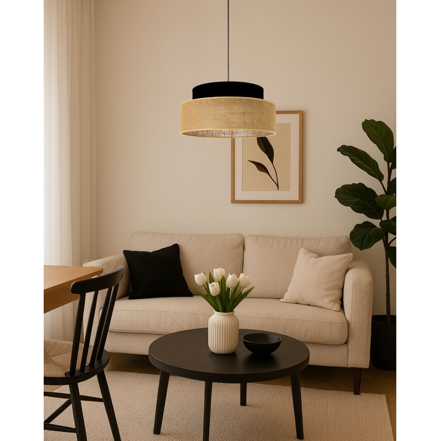 Lámpara colgante BOHO 1xE27/60W/230V negro/beige
