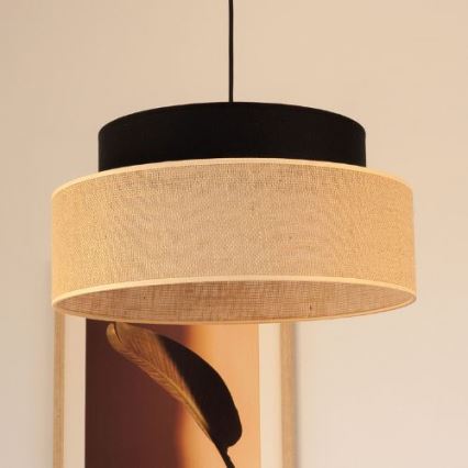 Lámpara colgante BOHO 1xE27/60W/230V negro/beige