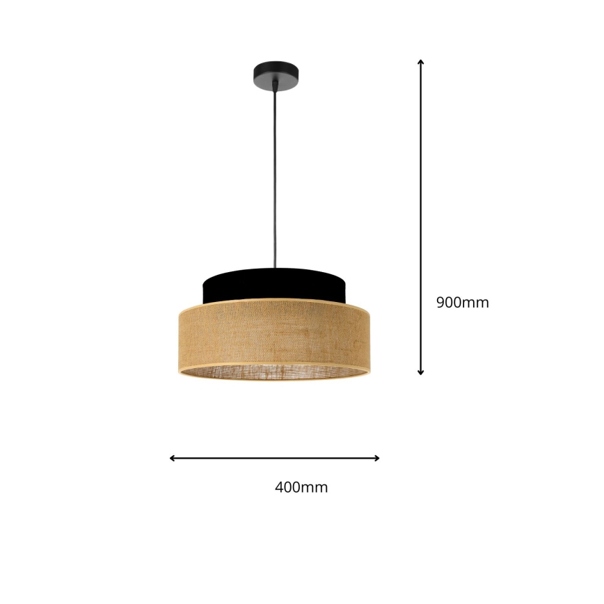 Lámpara colgante BOHO 1xE27/60W/230V negro/beige