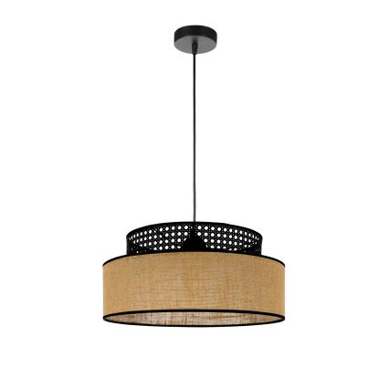 Lámpara colgante BOHO 1xE27/60W/230V negro/ratán