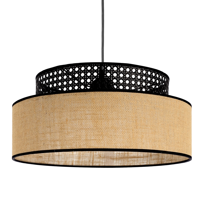 Lámpara colgante BOHO 1xE27/60W/230V negro/ratán