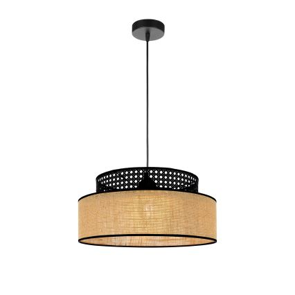 Lámpara colgante BOHO 1xE27/60W/230V negro/ratán