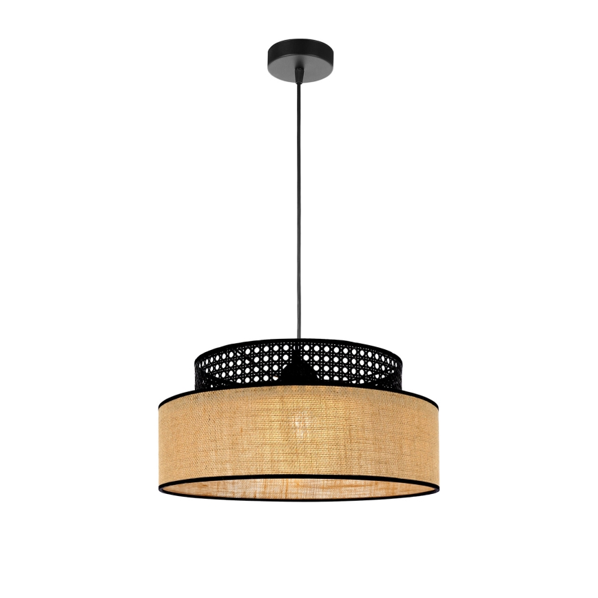 Lámpara colgante BOHO 1xE27/60W/230V negro/ratán