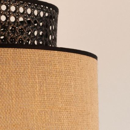 Lámpara colgante BOHO 1xE27/60W/230V negro/ratán