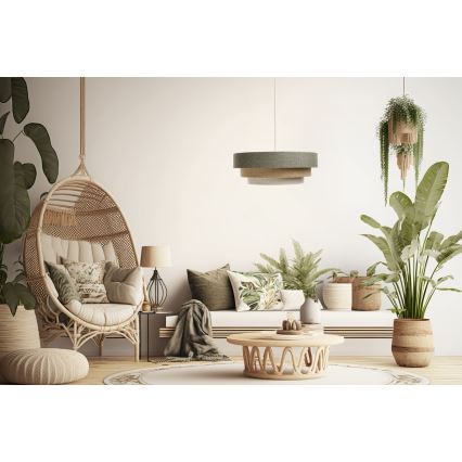 Lámpara colgante BOHO TRINITI 1xE27/60W/230V gris/beige/color crema