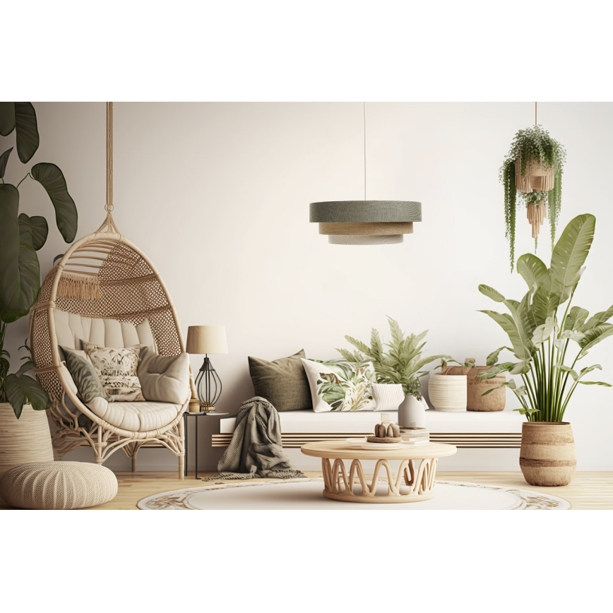 Lámpara colgante BOHO TRINITI 1xE27/60W/230V gris/beige/color crema