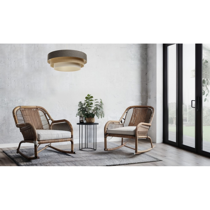 Lámpara colgante BOHO TRINITI 1xE27/60W/230V gris/beige/color crema
