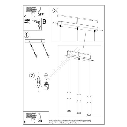 Lámpara colgante BORGIO 3xGU10/40W/230V