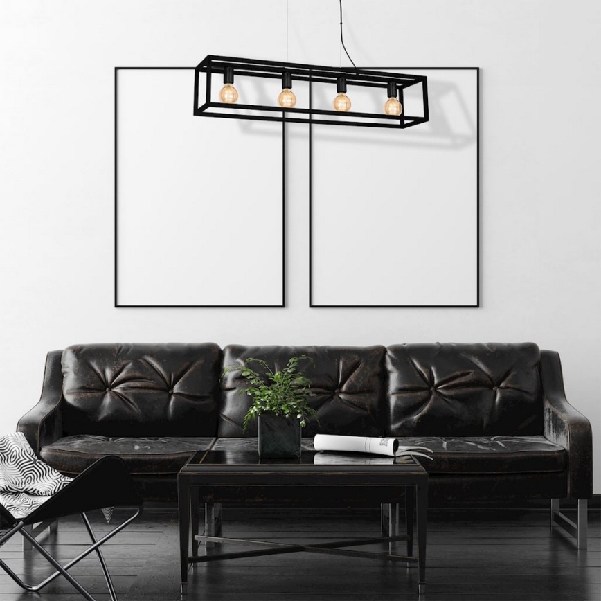 Lámpara colgante CAGE 4xE27/60W/230V negra