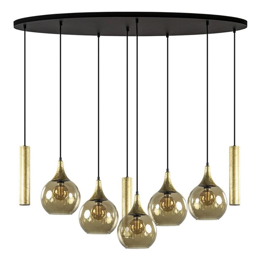 Lámpara colgante CALYPSO 3xGU10/60W/230V + 5xE27/60W negro/dorado