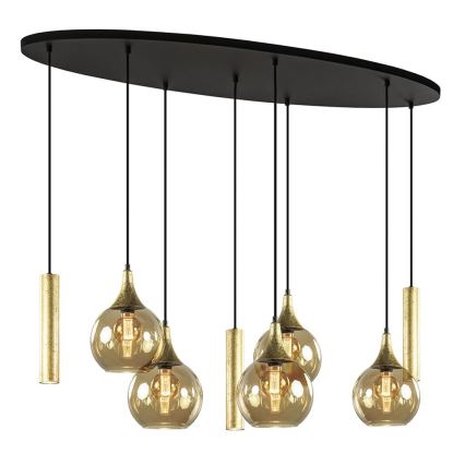 Lámpara colgante CALYPSO 3xGU10/60W/230V + 5xE27/60W negro/dorado