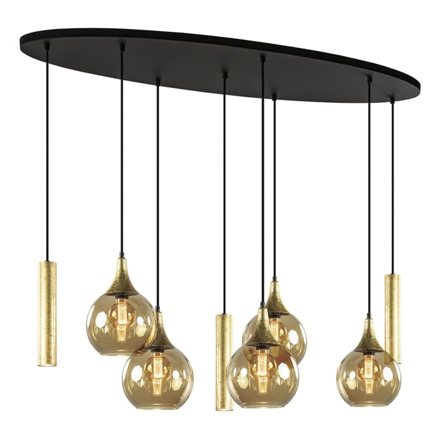 Lámpara colgante CALYPSO 3xGU10/60W/230V + 5xE27/60W negro/dorado